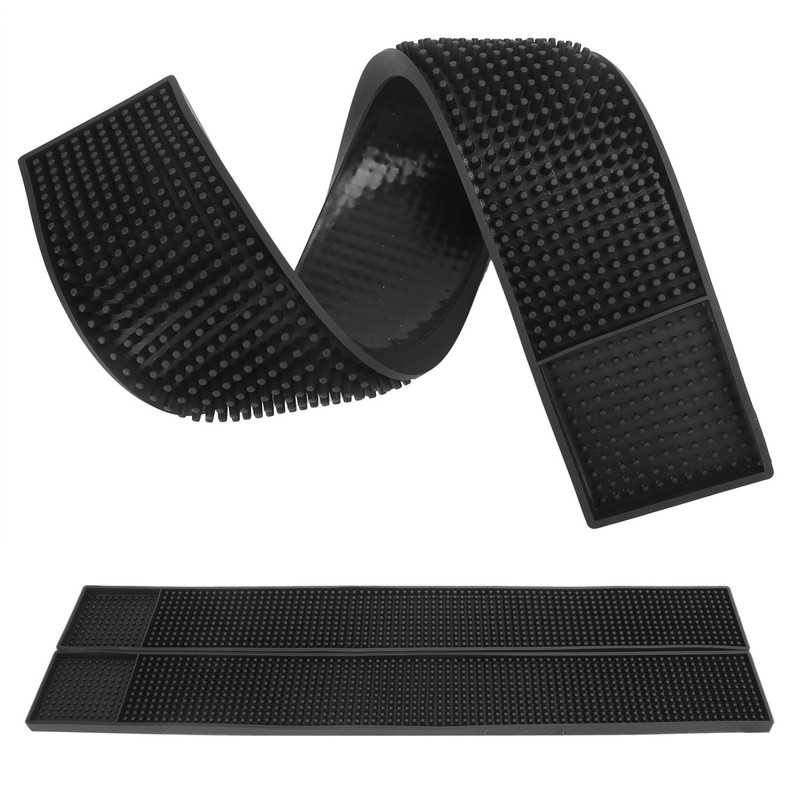 6 Pack Rubber Bar Mats, 24" x 3.15" Black Bar