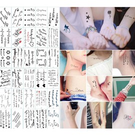 Yesallwas 30 Pcs Set of 30 Cute English Letters Tattoos Realistic Waterproof Long Lasting Tattoo Stickers Body Stickers Men Women Tattoo Stickers Cute Tattoo 5.7cm x 9.7cm (A)