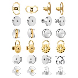 DAWZMR 12 Pairs Earring Backs for Droopy Ears, Secure Earring Lifters Backs & Locking Replacements for Heavy Studs