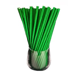 Paper Straws, Paper Straws, Organic, Food Safe, Environmentally Friendly, Disposable Straws, Pack of 120 (Green Metallic)