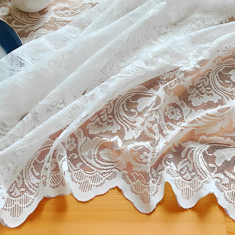 QSLKI Lace Tablecloth, Floral Tablecloth White Rectangle Tablecloth with Elegant