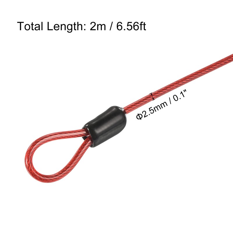 PATIKIL Security Steel Cable 2.5mm x 2m/6.56ft Coated Luggage Lock