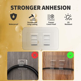 IFLOH Hooks for Outdoor String Lights Clips: 100Pcs Heavy Duty Cable Clips with Waterproof Adhesive Strips for Hanging Christmas Light - Outside UV-Resistant Clear Sticky Cord Holders Rope Organizer