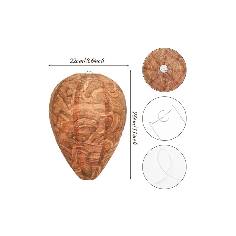 DECYOOL 6 Pack Paper Wasp Nest Decoy Hanging Wasp Nest