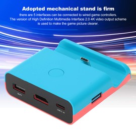 flexman Adapter Dock for Switch, TV Docking Station with Multi Port Connectivity for Switch, Portable HDMI Video Converter Adapter with One Button Display Switch for Switch (Blue Red)