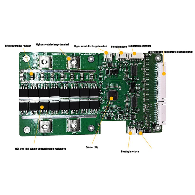Lithium Battery Protection Board 24S 72V 120A Active Balance PCB