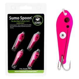 Sumo Spoon – Catfishing Bait Spoon for Skipjack, White Bass, Striped Bass and Other Baitfish, 1 5/8" (1 5/8", 2-Prong, Pink)