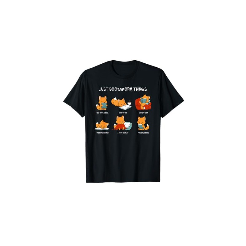 Just Bookworm Things Book Reading Books Reader Nerd Fox T-Shirt