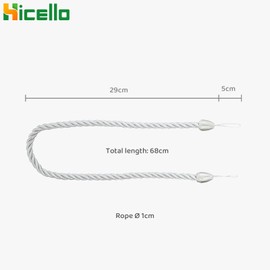 Hicello A Pair 26" Long Twisted Cord Curtain Tie Back | Simple Plain Curtain Holdback | Modern Window Drape TieBack - White