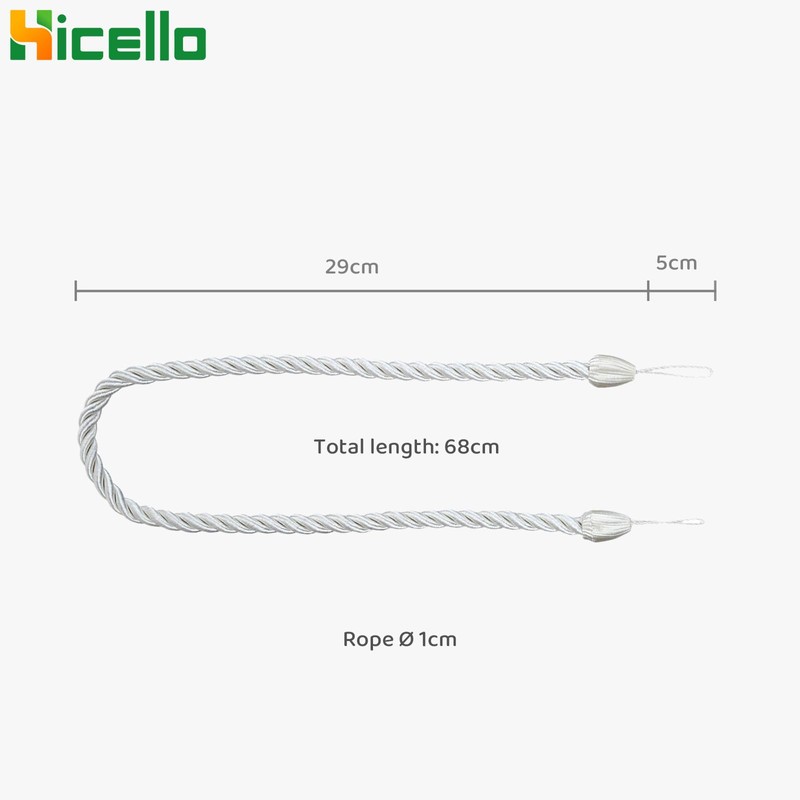 Hicello A Pair 26" Long Twisted Cord Curtain Tie Back