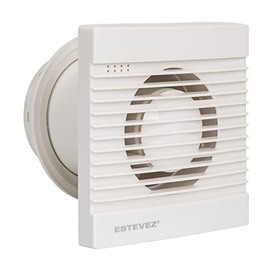 Estevez Extractor De Aire Modelo 1206-BL (eco) | Ventilador para Baño y Cocina Ultra Delgado 6", 25 Watts, 46dB, Flujo de Aire 188m³/hr, | Instalación en Muro o Techo.