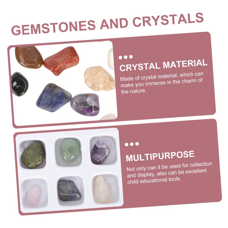 Kisangel 20pcs Polished Gemstones and Crystals Box Natural Rocks and
