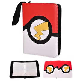 4 Pocket Trading Card Binder, Waterproof Cards Collection Binder with 50 Removable Sheets for 400 Cards Storage, Card Holder Book for TCG,MTG(Red)