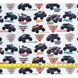 MGD Design MONSTER TRUCKS FABRIC ( HALF YARD OR 1 YARD) - HALF YARD (18" X 58")