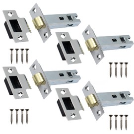 Tubular Latches Mortice Door Latch | Polished Chrome | 3 Inch / 78mm | Pack of 4