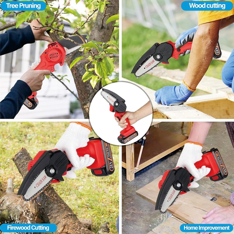 Mini Chainsaw Cordless 4 Inch Battery Powered Chainsaw One Hand