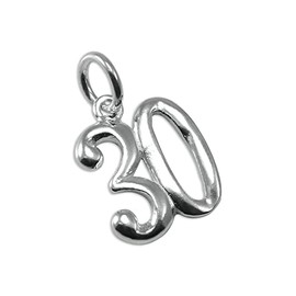 jewellerybox Sterling Silver 30th Birthday Number Charm