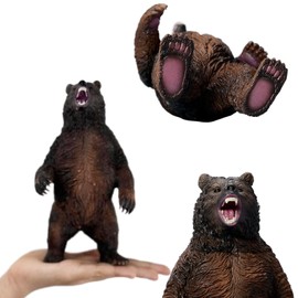 Gemini&Genius Safari Animal Toys, Grizzly Bear Figurine Wildlife World Figures for Nature Science Learning,Forest Animals Gifts for Kids