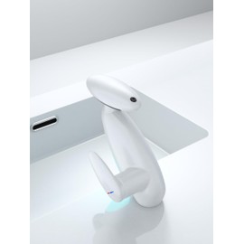 HEOUTY LED Bathroom Sink Faucet with Pull-Out Sprayer - 4 Modes (Waterfall Included) | 360° Rotating Spout, Single Hole Modern Washbasin Tap with LED Light