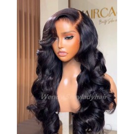 Raw Hair Body Wave Lace Closure Glueless Wigs Original Luxury Raw Vietnam Human Hair Wigs for Black Womenstyle: 4*4 HD 180 density Body Wave wig, color: Black, Stretched Length: 12 inches