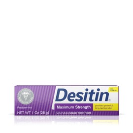 Desitin Maximum Strength Baby Diaper Rash Cream with 40% Zinc Oxide, Travel Size, 1 oz (Pack of 6)