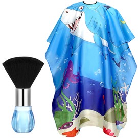 FEBSNOW Kids Hair Cutting Cape,Professional Kids Barber Cape and Neck Duster Brush Cartoon Hairdresser Apron with Adjustable Closure for Children Salon Barber Supplies for Kids & Adults 55x39 Inches