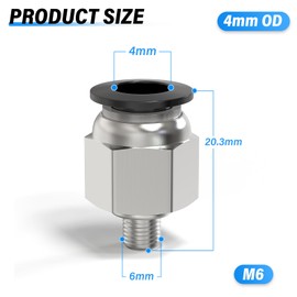 TAILONZ PNEUMATIC Male Thread Straight 4mm OD M6 Thread Push In Fittings PC4-M6 (Pack of 10)