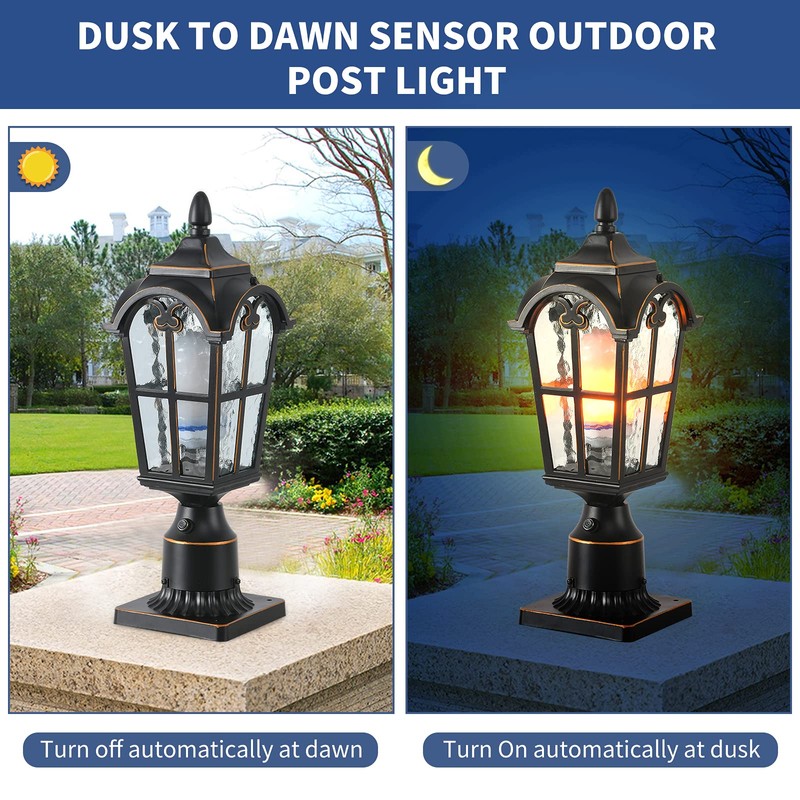 LONEDRUID Dusk to Dawn Outdoor Lamp Post Lights Waterproof Exterior