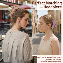 Flower Hair Clips, Large Claw Clip for Thick Hairs, Cute Flower Style for Straight Curly, Non-Slip for Teen Girls, Ladies Styling Four Different Colour (4PCS)