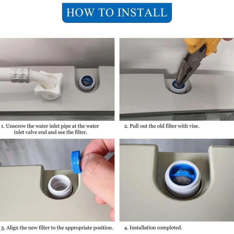4 Pcs Blue Water Inlet Valve Filter for Washer, Washing