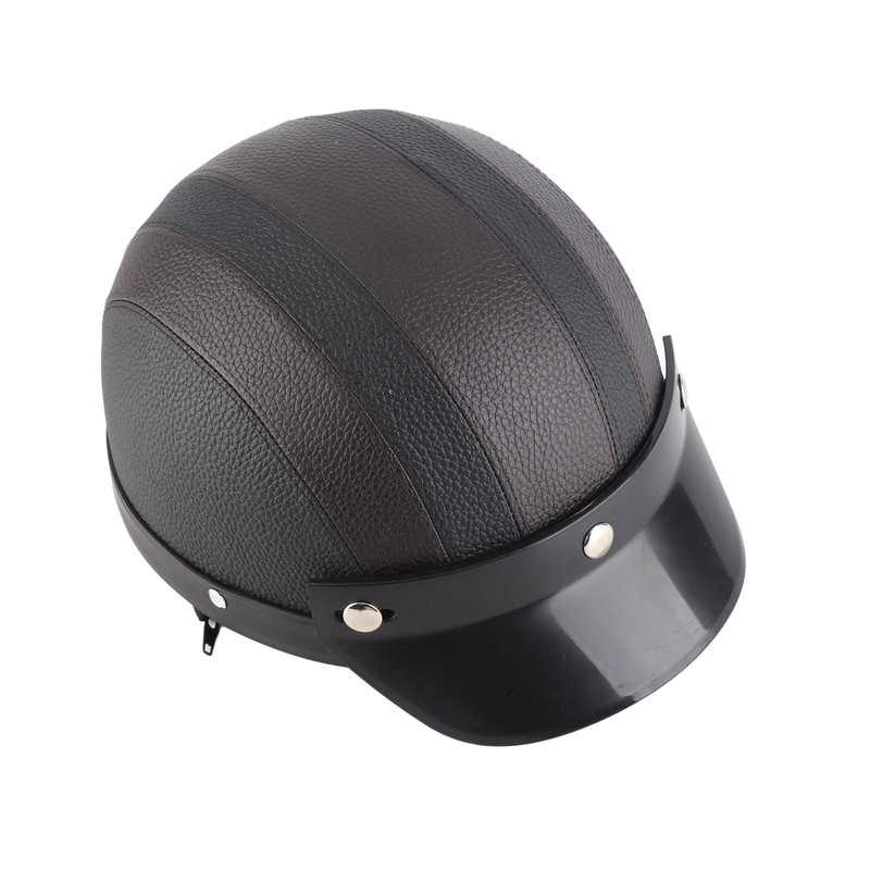 Half Helmet Breathable Sun Blocking Retro Safe PU Leather Motorcycle