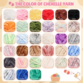 Aeelike Chenille Yarn Set 400g, 4 Pack Plush Chunky Chenille Yarn Gradient, Soft Fluffy Baby Velvet Thick Chunky Knitting Wool for Crochet Amigurumi, Blankets, Scarves, Socks & DIY Crafts, Rainbow