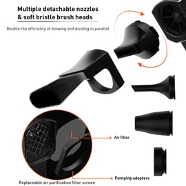 Compressed Air Duster & Vacuum Cleaner All-in-One 100000 RPM, Electric Air Duster - 3 Gear Adjustable,Cordless air Blower Cleaner for Camera,Computer,Car,Drone,precise instrument,outdoor travel