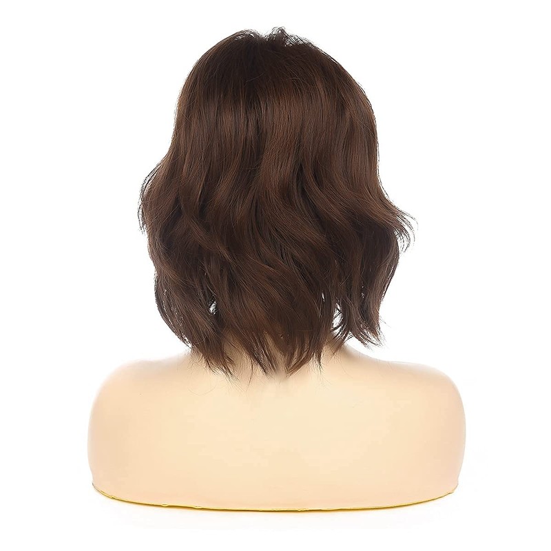 Qnbiar Women's Short Wave Brown Bob Wig Synthetic Heat Resistant