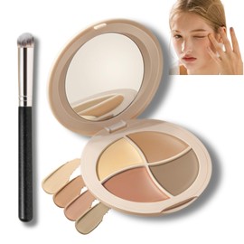 SHEBEEDO 4-In-1 Concealer Palette,Concealer Full Coverage Palette,Blendable Shades Contour Palette,CreamyConcealer Cream Long Lasting Waterproof,Corrects Dark Circles Red Marks Scars Tattoo,Anti-Age