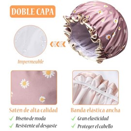 3 Piezas - Gorras para Baño, Reutilizable Gorros para Regadera, Ajustable Gorros de Baño Impermeable para Mujer, Gorro de Ducha de Doble Capa, para Ba