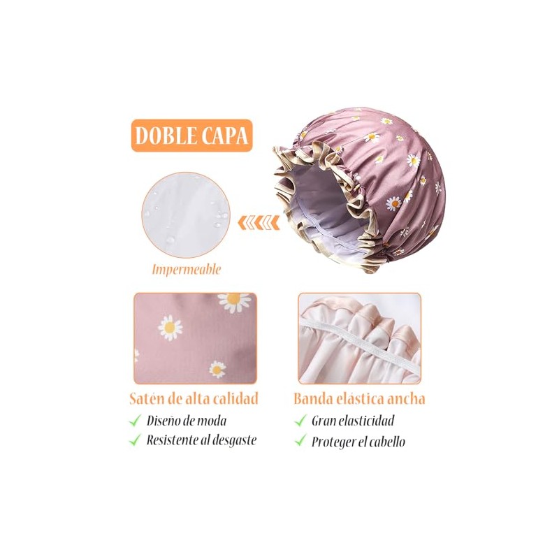 3 Piezas - Gorras para Baño, Reutilizable Gorros para Regadera,