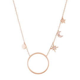 LAJOIA Jewelry Women's Necklace 925 Sterling Silver Chain Cubic Zirconia Stones Filigree Chain Women's Jewellery Chain Charms Circle of Life Sun Moon Stars, Sterling Silver