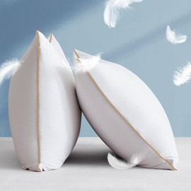 Mr. Ye Luxury Goose Feather Down Pillow for Sleeping Bed Pillows Set of 1 with Cotton Cover Hotel Collection Supportive Pillows for Back, Stomach or Side Sleepers, King Size (20x36 Inches), 1 Pack