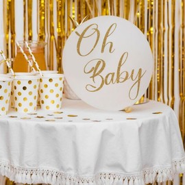 LOONELO Oh Baby Wall Sticker, Baby Shower Decal Sign, Peel and Stick Gender Reveal Wall Decor Vinyl Letters Clings for Balloons Arch Backdrop Room Party Decorations Supplies