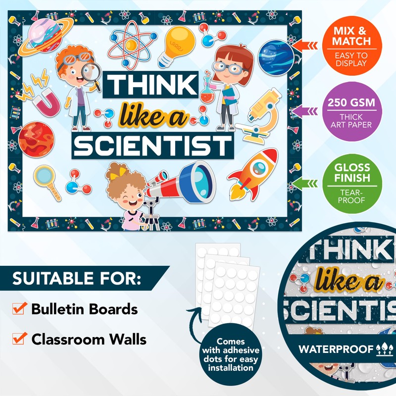 Decorably 48 Pcs Cutouts Science Bulletin Board Decorations Set with