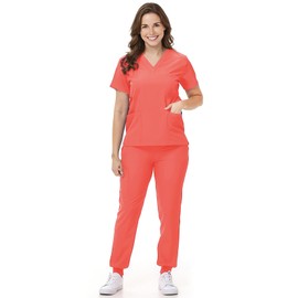 Mizzuco Scrubs Set for Women Nurse Uniform V-Neck Top and Drawstring Jogger Pants with Multi Pocket Nurse Workwear