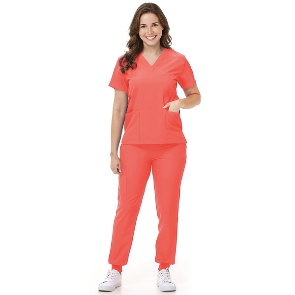 Mizzuco Scrubs Set for Women Nurse Uniform V-Neck Top and
