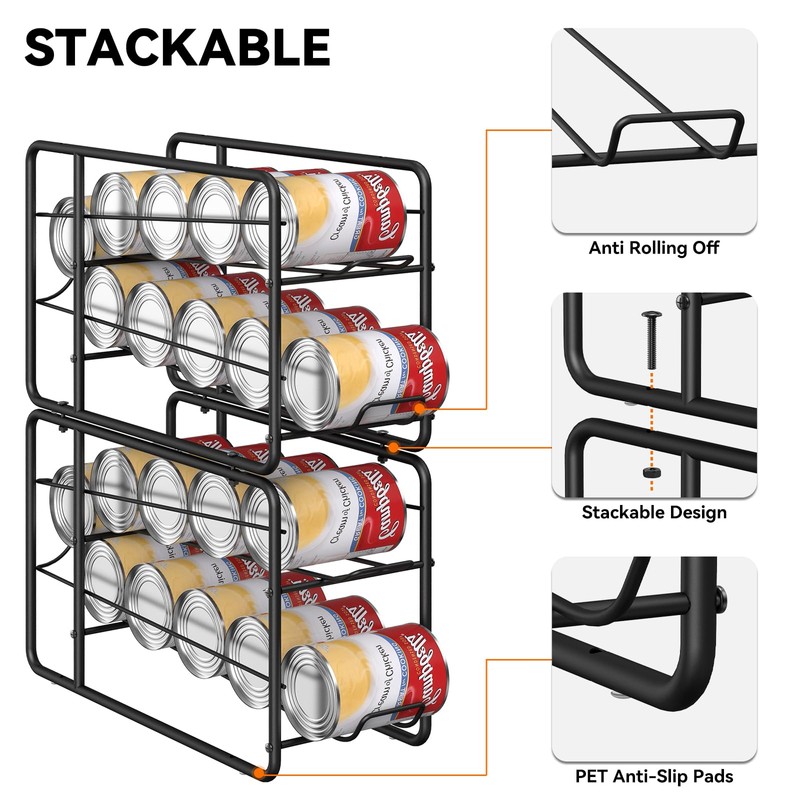 MOOACE 4 Pack Can Dispenser Rack, Stackable Can Storage Organizer
