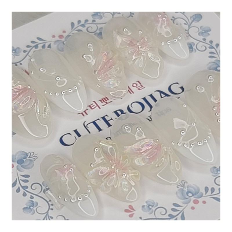 Iridescent Wing Handmade Nail Tips - Oval XL / 이리데슨트