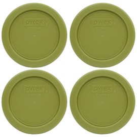 Pyrex 7202-PC Olive Green Plastic Food Storage Replacement Lids - 4 Pack