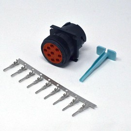Deutsch HD10 Series Diagnostic Connector Kits (9 Pin J1939 Black Male, 14AWG Open Barrel Pins)