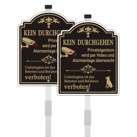 Video Surveillance Signs Watch Freilaufende Hunde Sign with Ground Feeding Stake Safety Signs Aluminium Exterior Signs on the Inner Courtyard, Size (Black, 24.6 x 29.6 cm)