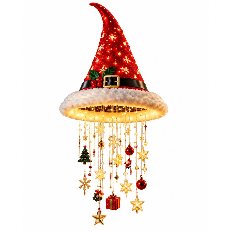 LED Santa Hat Hanging Light – Christmas Pendant Lamp with