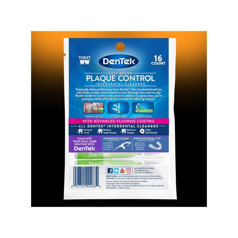 Dentek Easy Brush Fresh Mint - Limpiadores interdentales extra apretados,